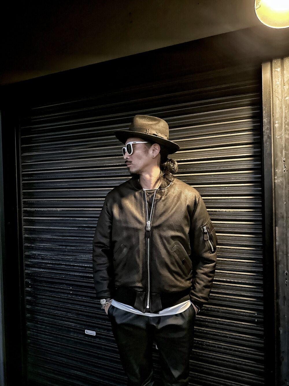 ファインクリークのレザーMA-1 CWORKS【LEA】Leather MA-1 BLACK